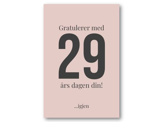 Hovedbilde 50 stk | Gratulerer med 29 års dagen | 10x15 cm